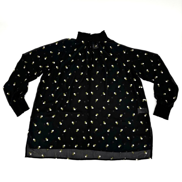 Cabi Embroidered Blouse # 5338, Sheer Black with Embroidered Roses, Small - Picture 13 of 16